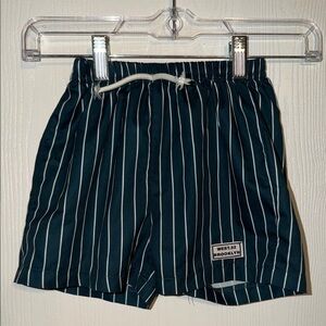 SHEIN Kids Hunter Green  and White Striped Shorts